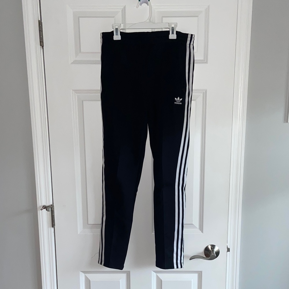 Adidas Women's Black Joggers with White Stripes